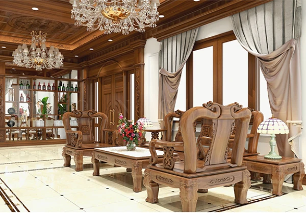 Nên làm nội thất phòng khách bằng gỗ tự nhiên hay gỗ công nghiệp?